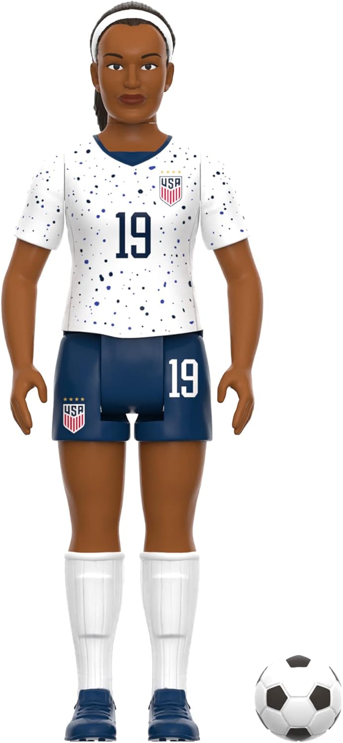 Super7 USWNT Soccer Crystal Dunn – Figura de acción del equipo nacional de mujeres de Estados Unidos de 3.75 pulgadas con accesorio de pelota de