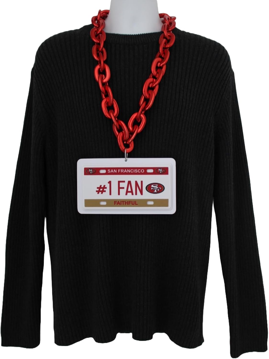 FOCO San Francisco 49ers NFL #1 – Collar de matrícula para fanáticos, color rojo, Plástico, No es una piedra preciosa