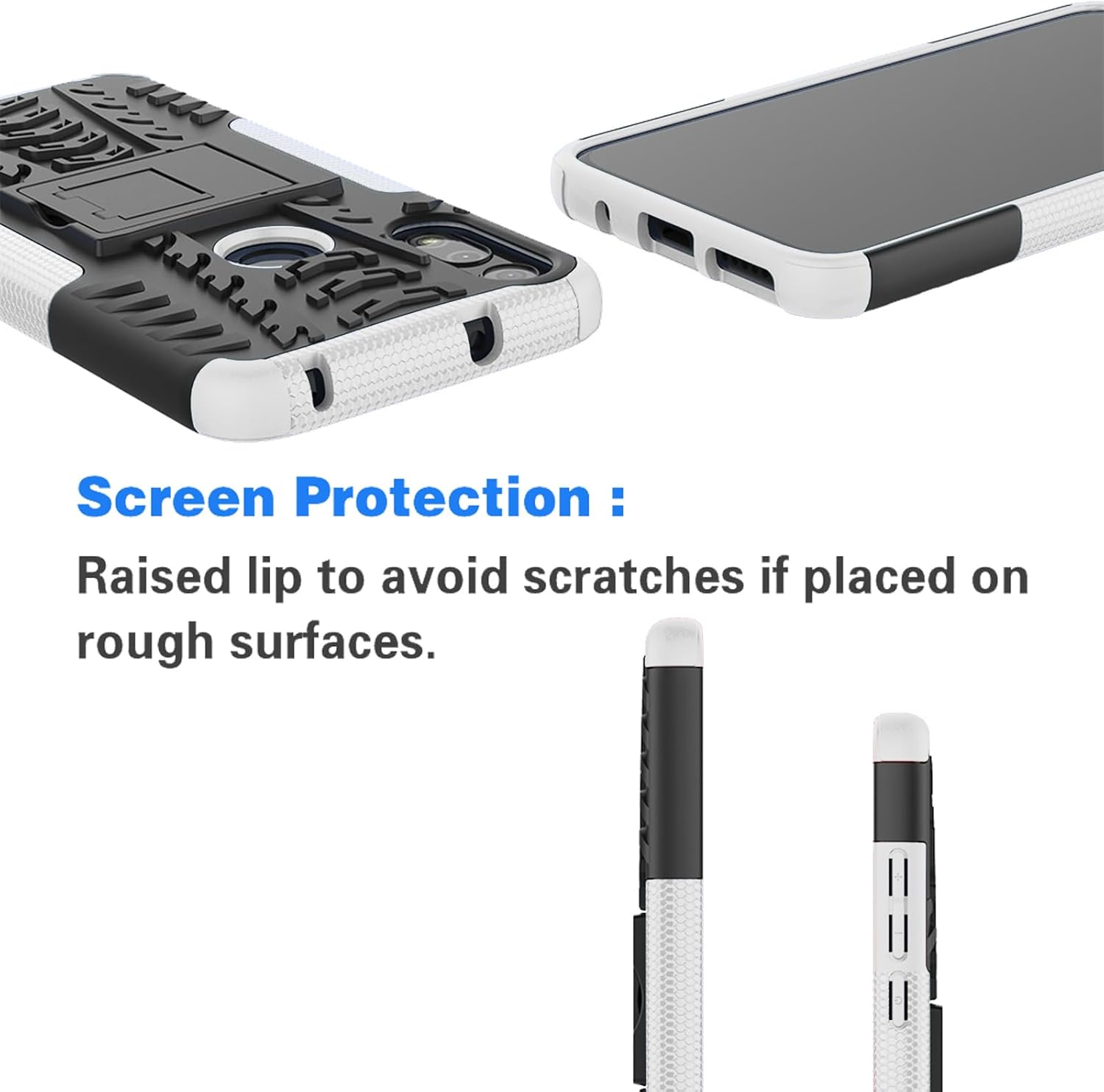Asuwish Funda de teléfono para Moto E 2020 Motorola E7 con protector de pantalla y soporte delgado, híbrida, resistente, funda protectora para