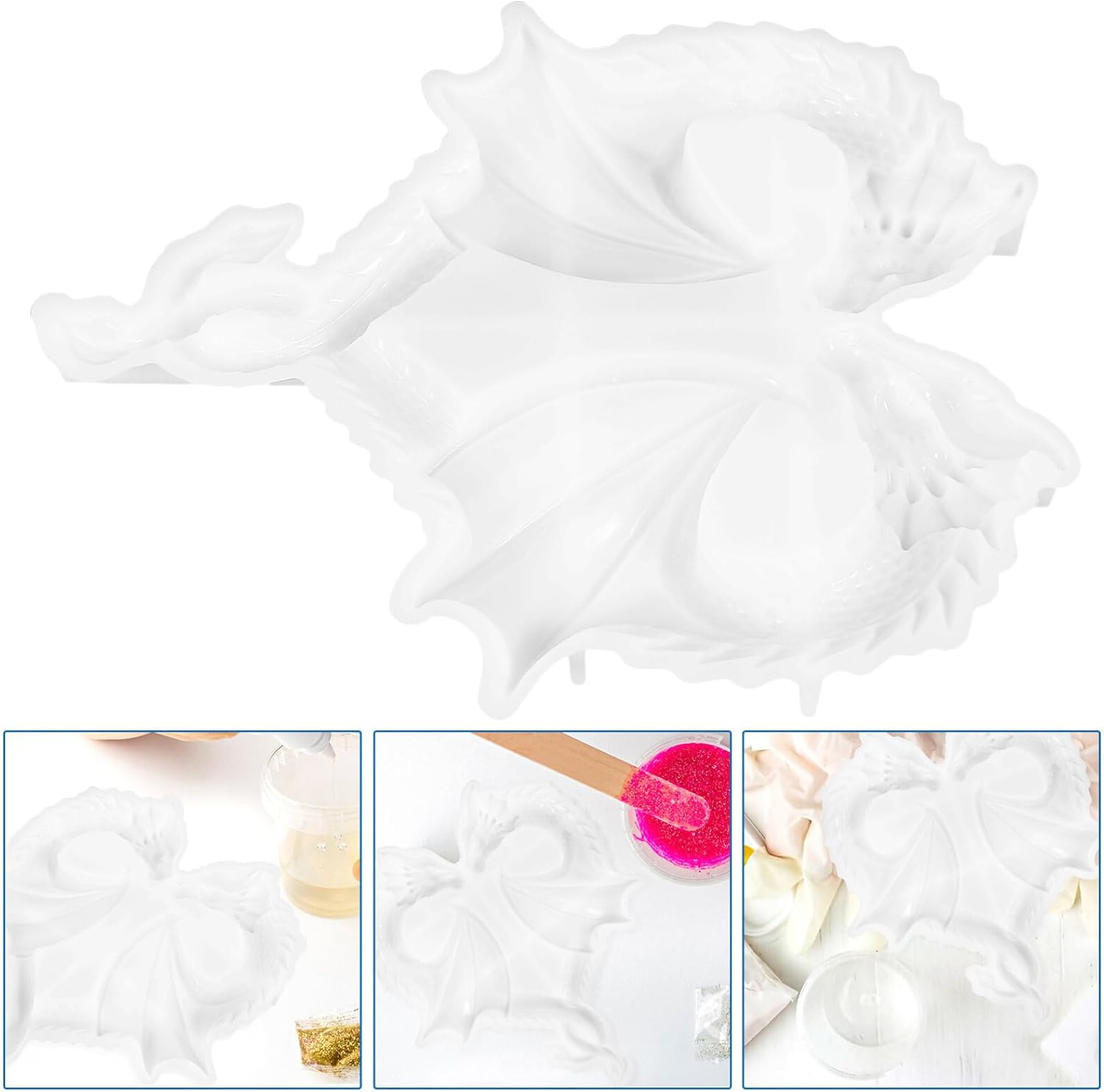 EXCEART Molde de silicona de dragón 3D, molde de resina de corazón de dragón doble, molde de fundición en forma de dragón para manualidades,