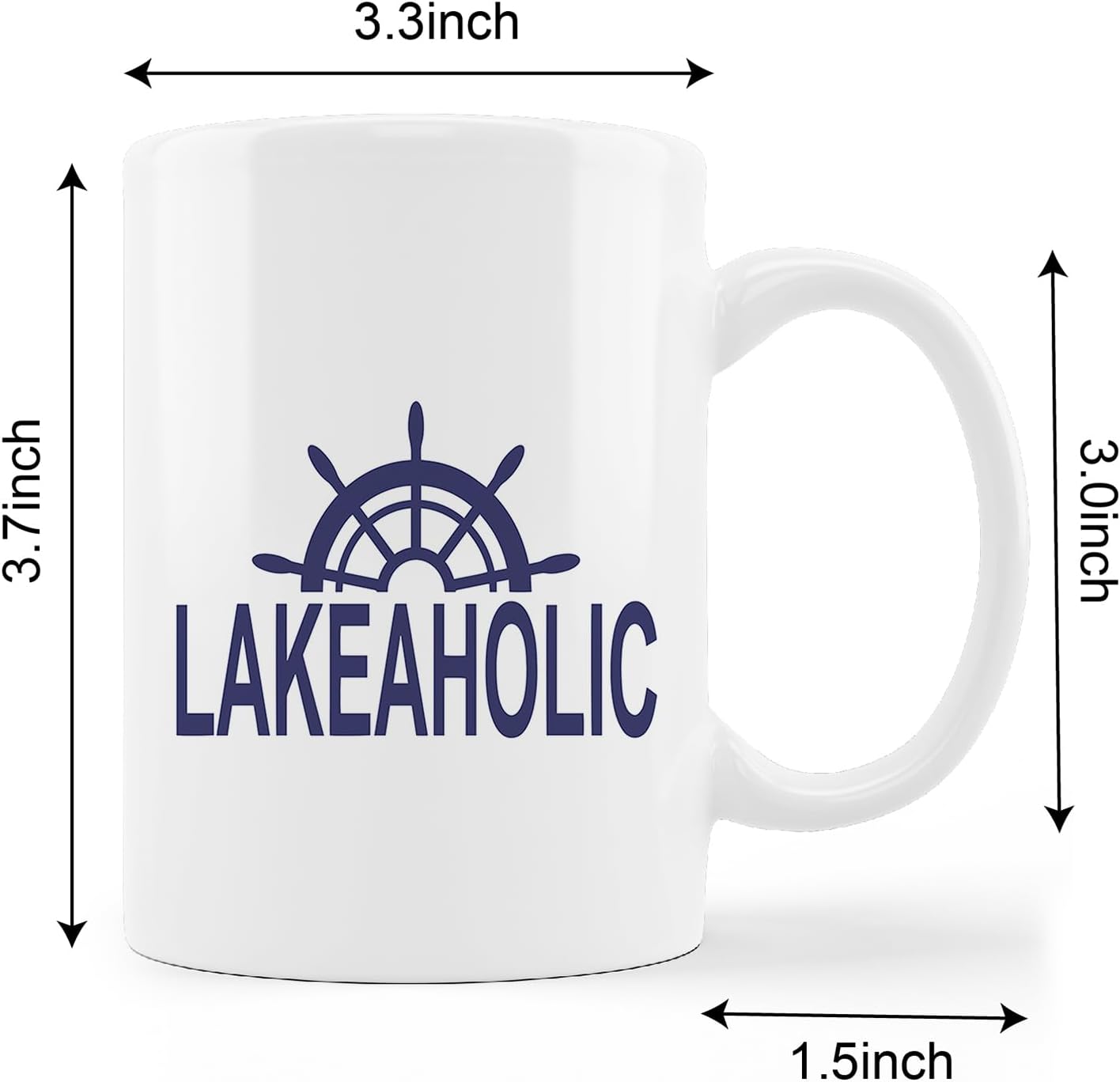 Taza de cerámica para volante de barco, 11 onzas, taza de café con leche, con asa, decoración de casa del lago, regalos para amantes del lago,