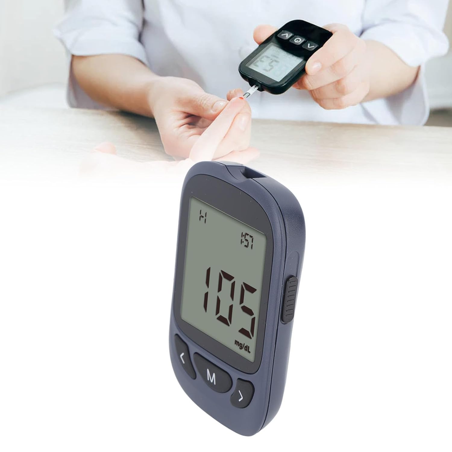 Medidor de glucosa en sangre, kit de prueba de diabetes, 50 tiras de prueba + 50 lancetas de identificación automática de alta precisión de datos de