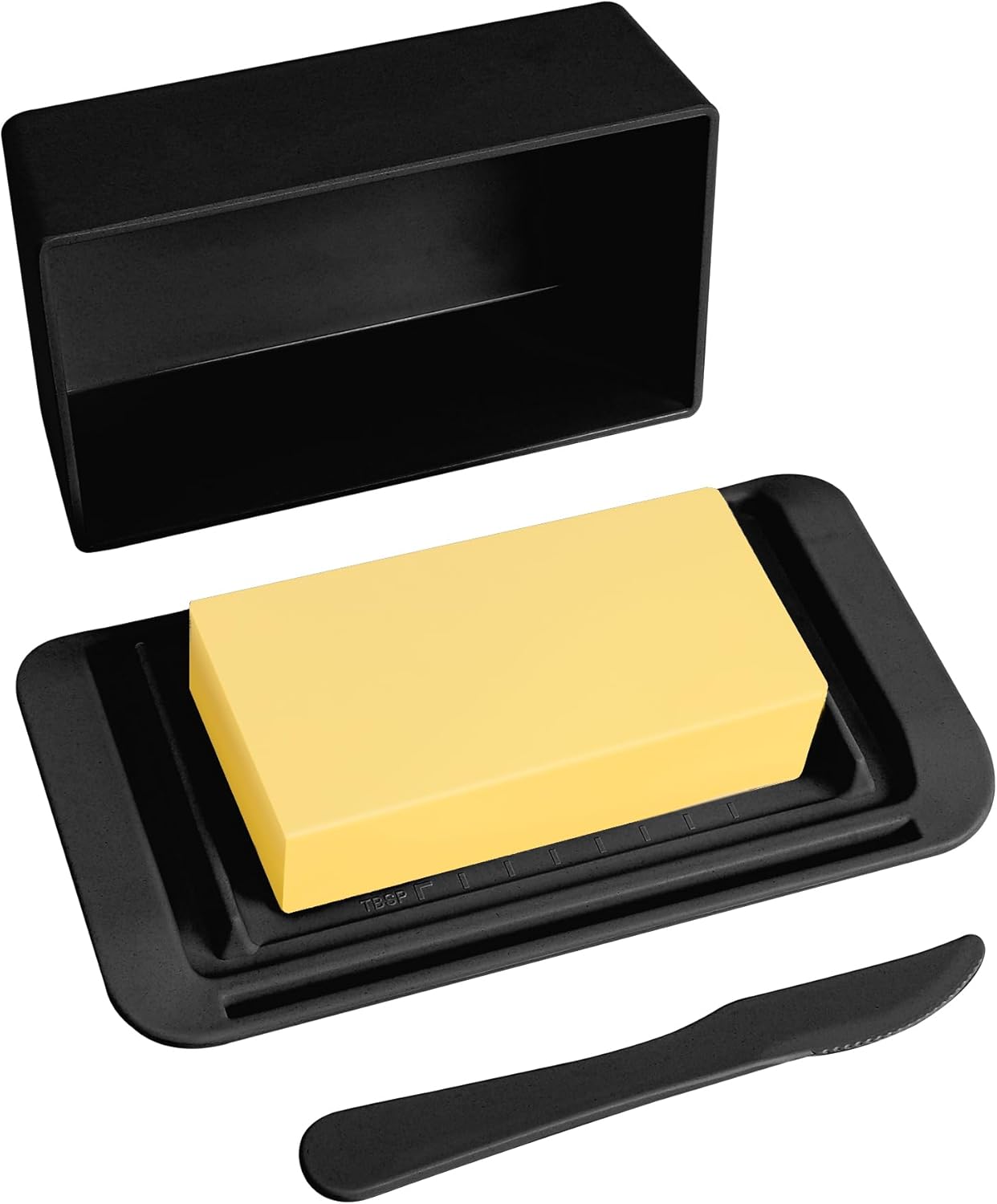 Mantequillera de bambú con tapa, cuchillo, grande para encimera y refrigerador, contenedor para 2 varillas, costa esteoesteestilo europeomantequilla
