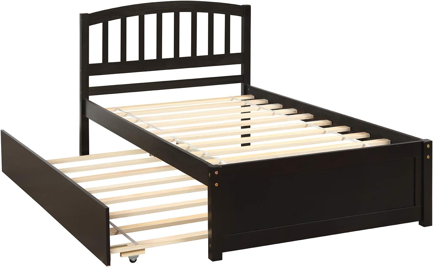 Harper & Bright Designs Cama individual con cama nido, cama individual de plataforma de madera con cabecera y base de colchón estribo, fuerte