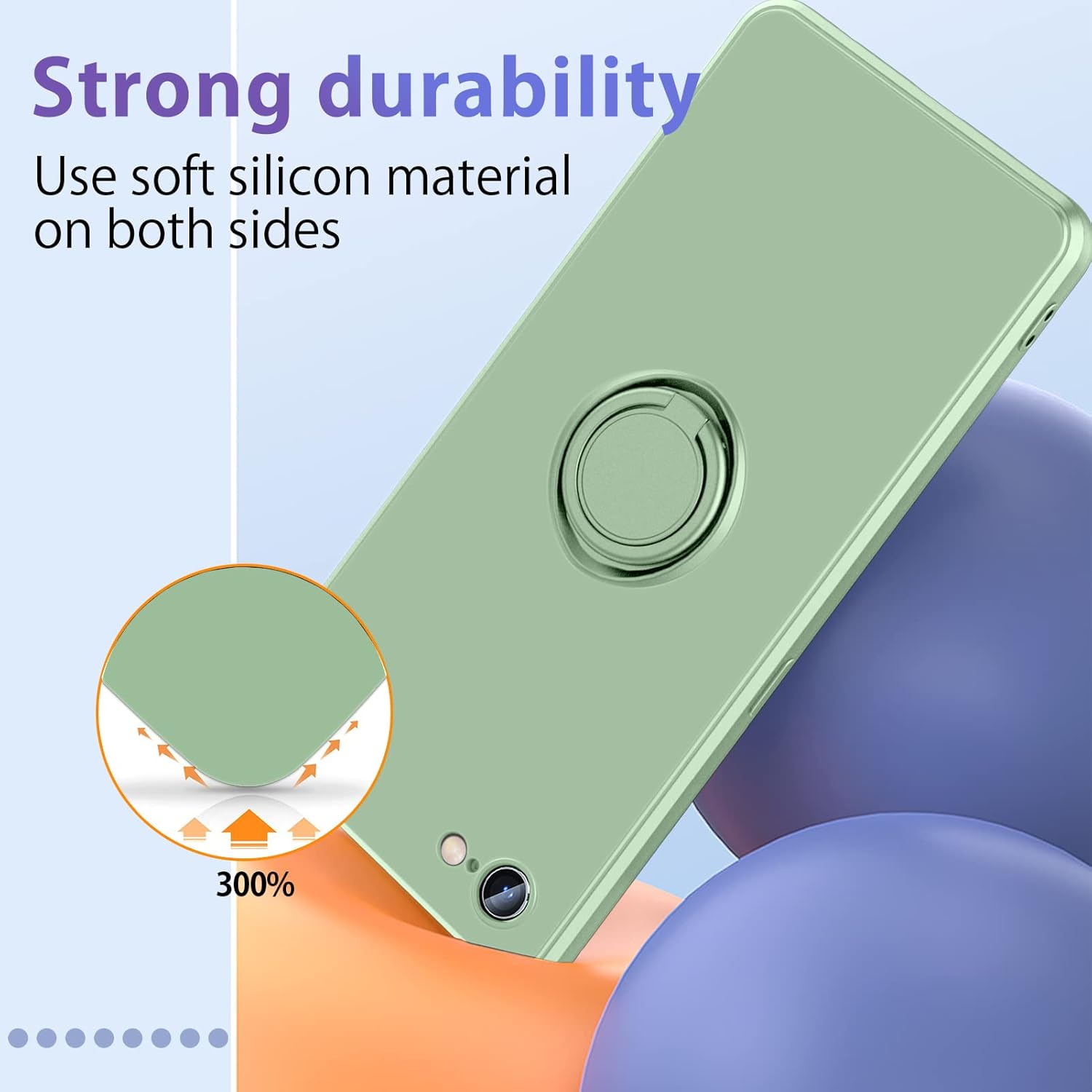 AYSZNBLA Funda para Samsung Galaxy S23 Ultra, con soporte de anillo giratorio de 360 y correa de silicona líquida, delgada, a prueba de golpes,
