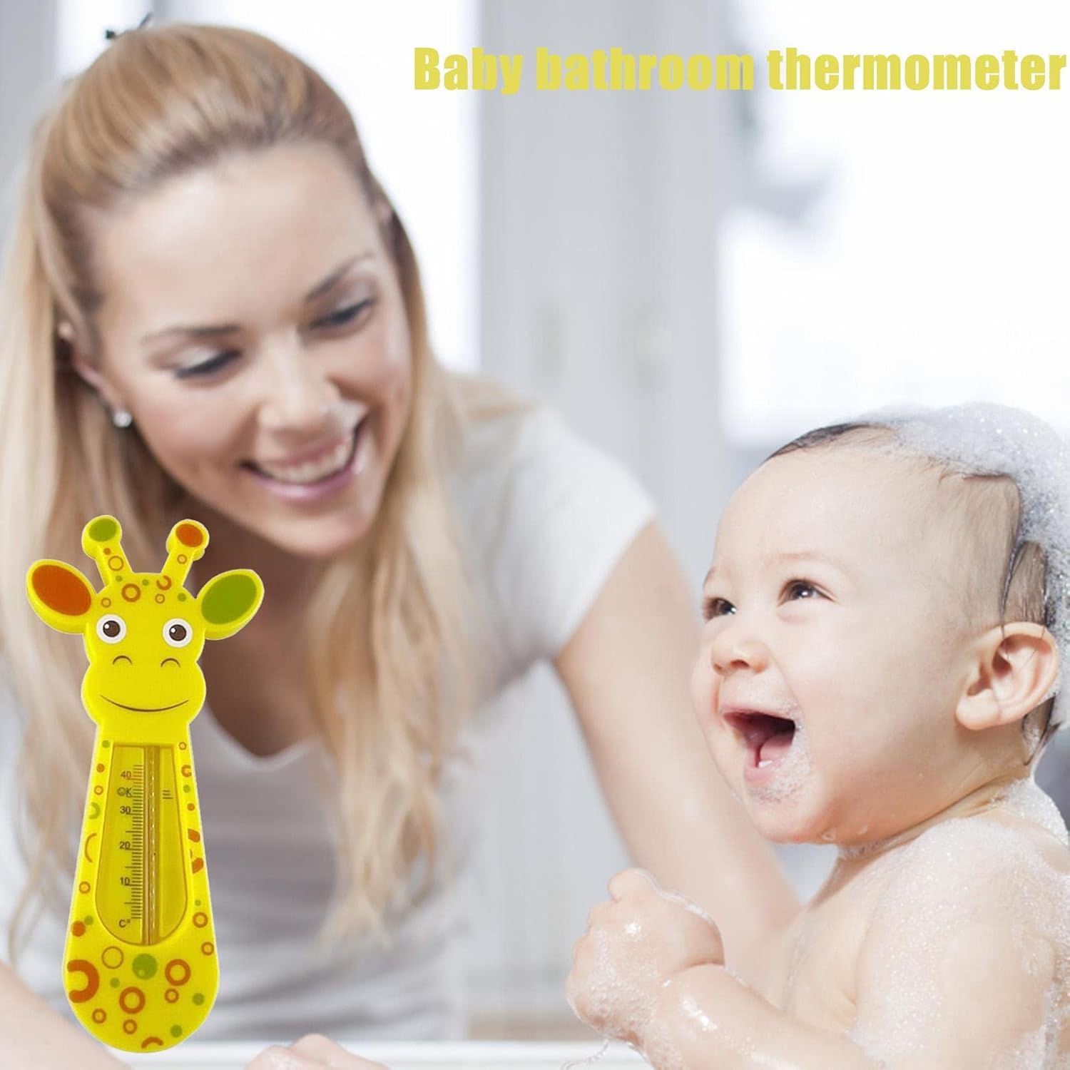Termómetro de baño para bebé, termómetro de temperatura del agua del baño de jirafa, termómetro flotante de juguete para bañera y piscina para baño