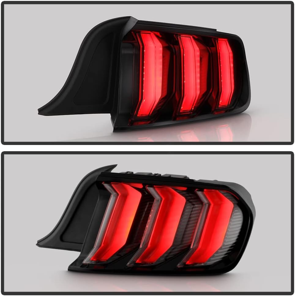 ACANII – Para 2015-2021 Ford Mustang Estilo Euro LED Señal secuencial Tubo Blanco Luces Traseras Luces Traseras Par Izquierdo+Derecho