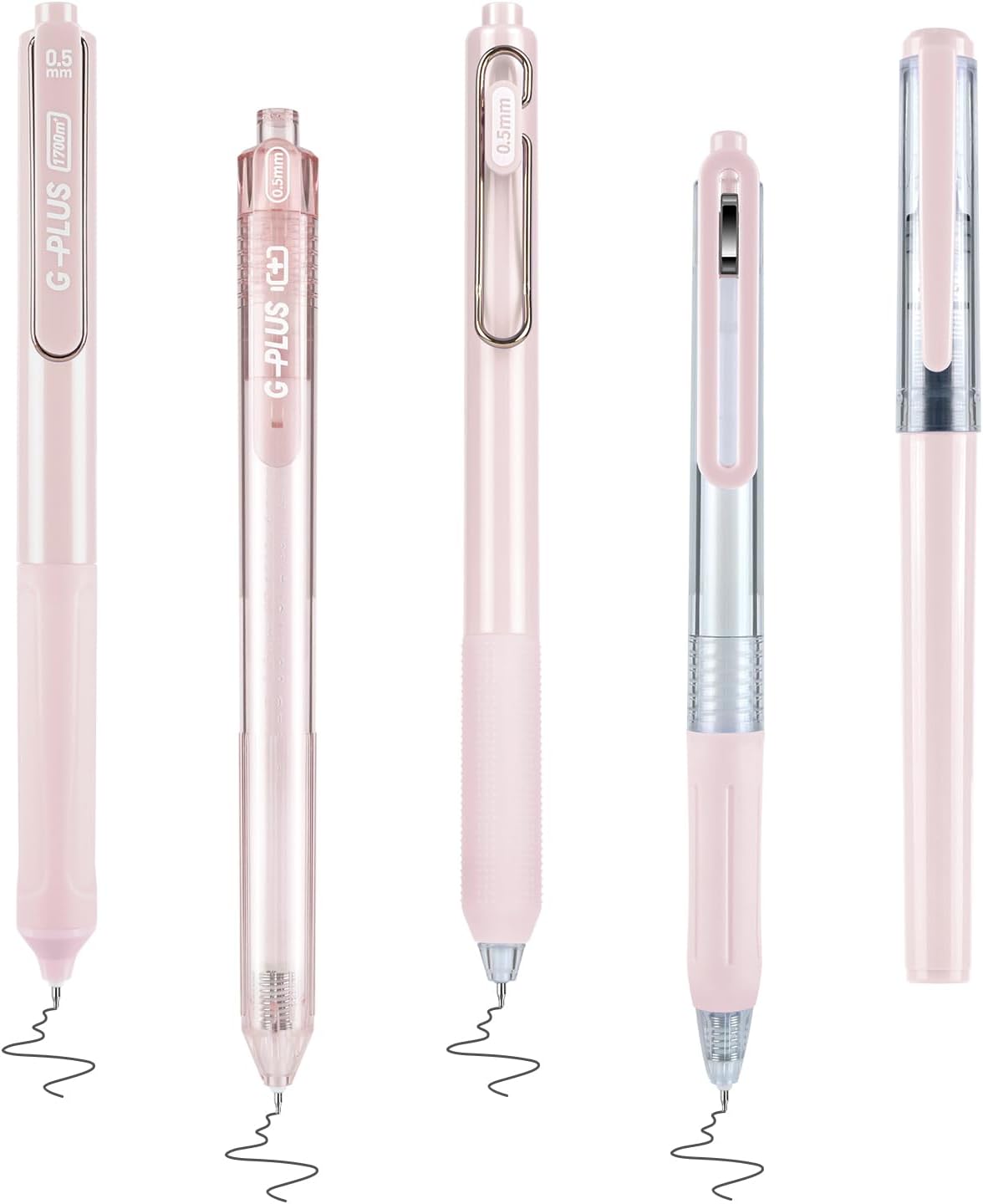 5 bolígrafos de tinta de gel estéticos retráctiles de 0.020 in, lindo bolígrafo de gel que no mancha para tomar notas, bolígrafo de escritura suave