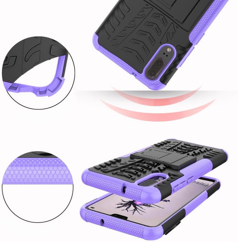 Asuwish Funda para teléfono Huawei P20 con protector de pantalla de vidrio templado y soporte delgado, híbrida, resistente, funda protectora para