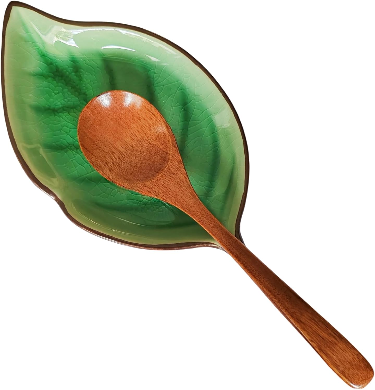 Soporte para cucharas para estufa, soporte de cuchara en forma de hoja para estufa, soporte de cuchara de cerámica para encimera de cocina, soporte