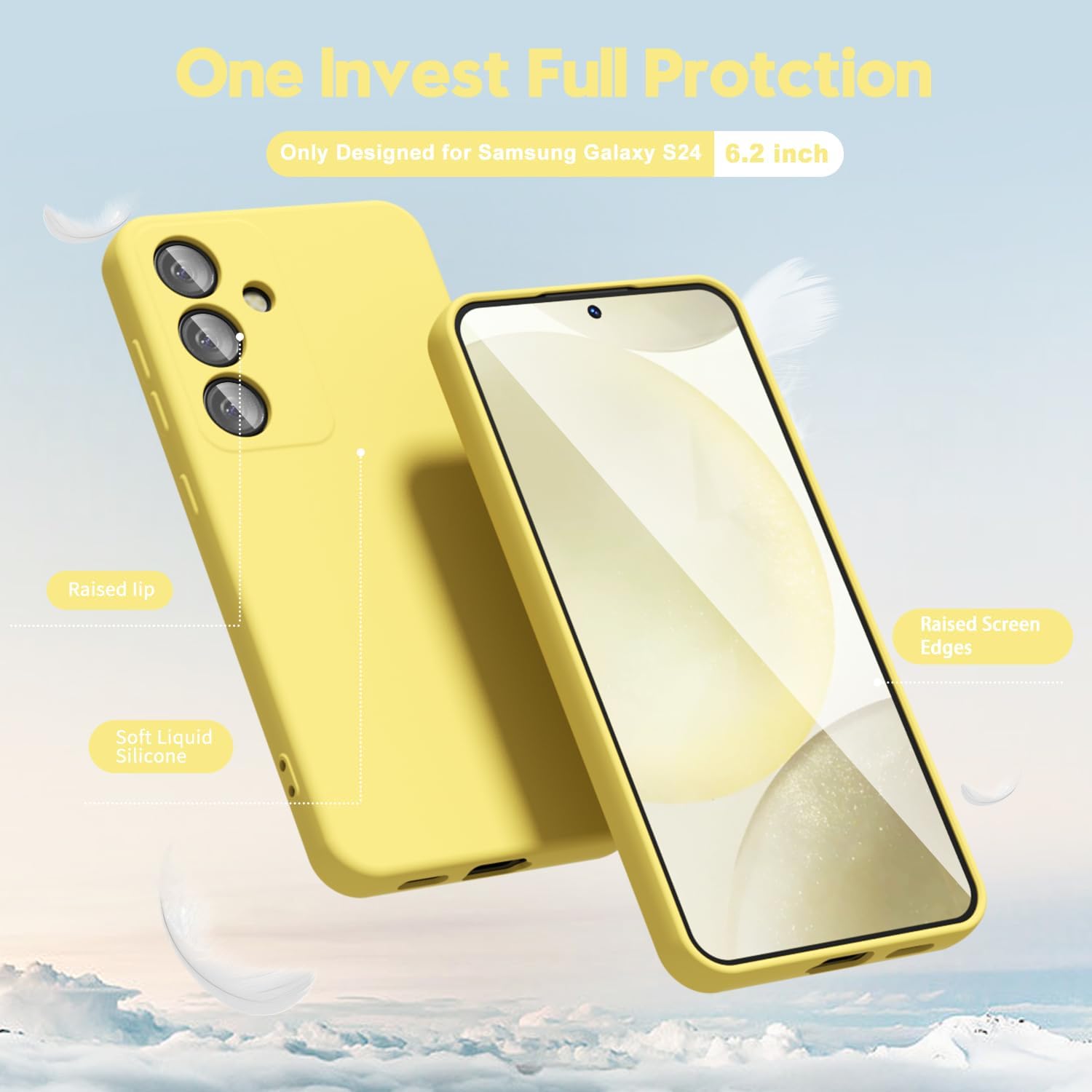 oakxco Funda para teléfono Samsung Galaxy S24 de silicona líquida, fina y delgada de gel de goma suave TPU cubierta simple para mujeres y niñas,