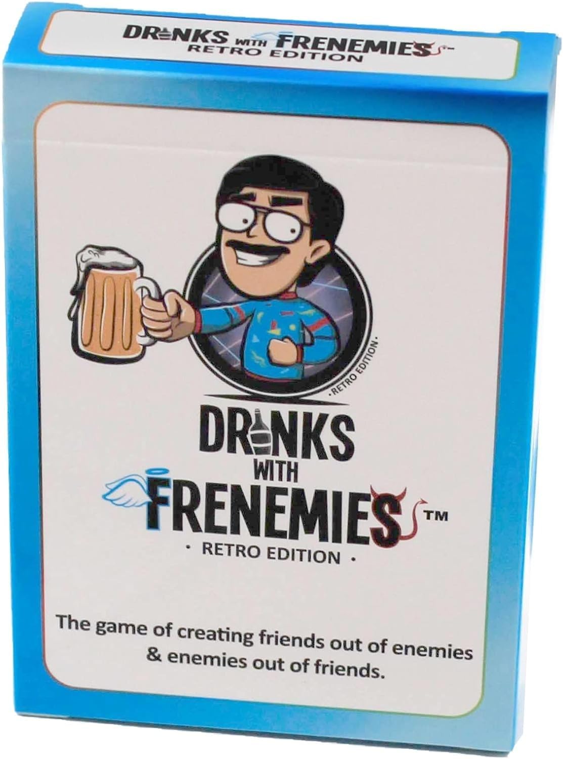 Bebidas con FRENEMIES Retro Edition Juego de fiesta  Divertido juego para adultos y adolescentes  A partir de 16 años  3+ jugadores  Tiempo de juego