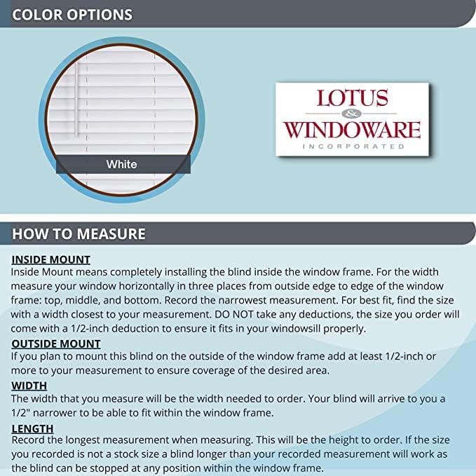 Lotus & Windoware Persiana de vinilo sin cables, de 2 pulgadas, 11 pulgadas de ancho x 72 pulgadas de largo, color blanco (RTX1172WH)
