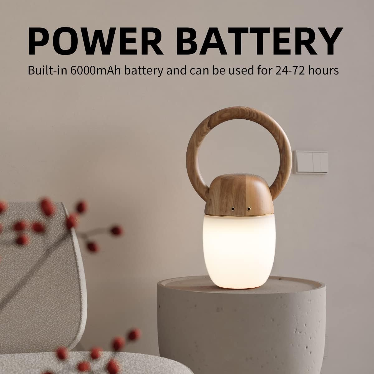 JLBMXY&LS Lámpara de noche de madera con control táctil, lámpara de mesa de noche regulable con lámpara de escritorio USB C para dormitorio, sala de