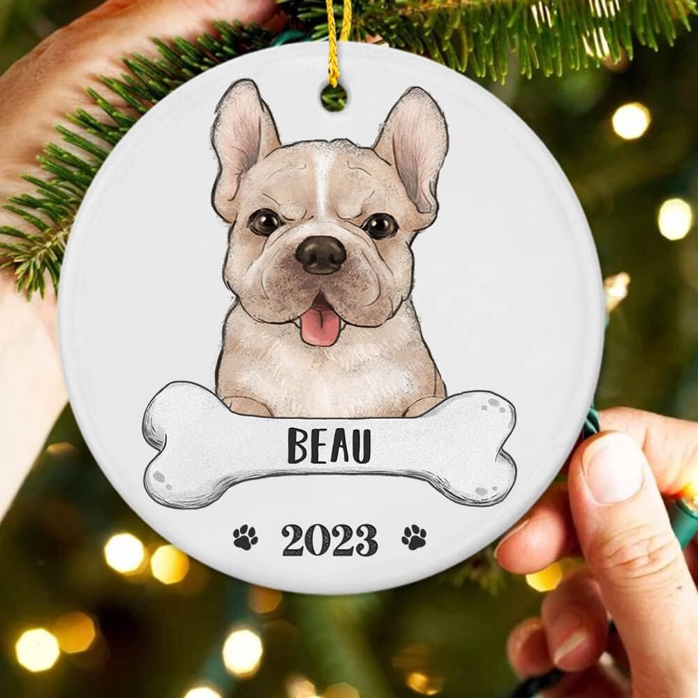 TheUnifury – Adornos personalizados para perro Bulldog francés para árbol de Navidad, regalos de bulldog francés para amantes del bulldog francés,