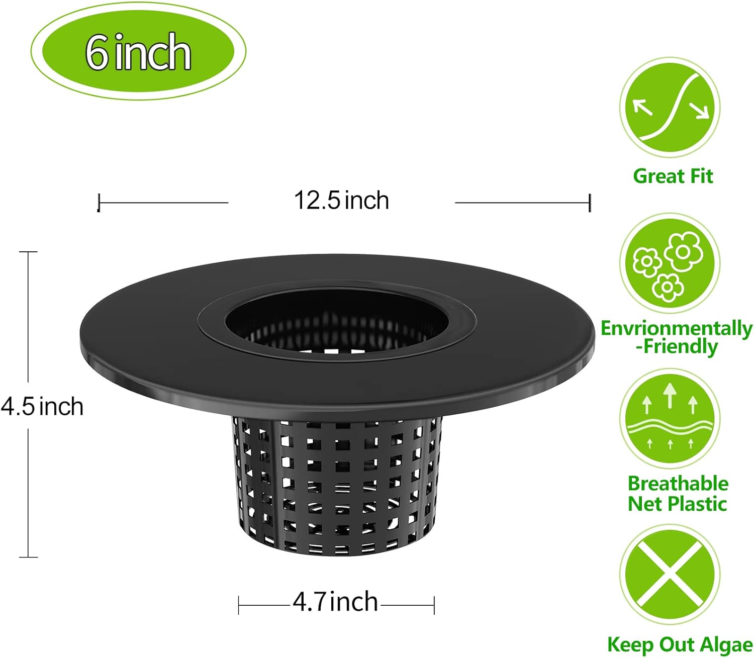 Net Pots – Macetas de 6 pulgadas para tapas anchas de cubo de 5 galones (paquete de 12), tapas de cubo hidropónico, sin BPA, tapas de cesta DWC para