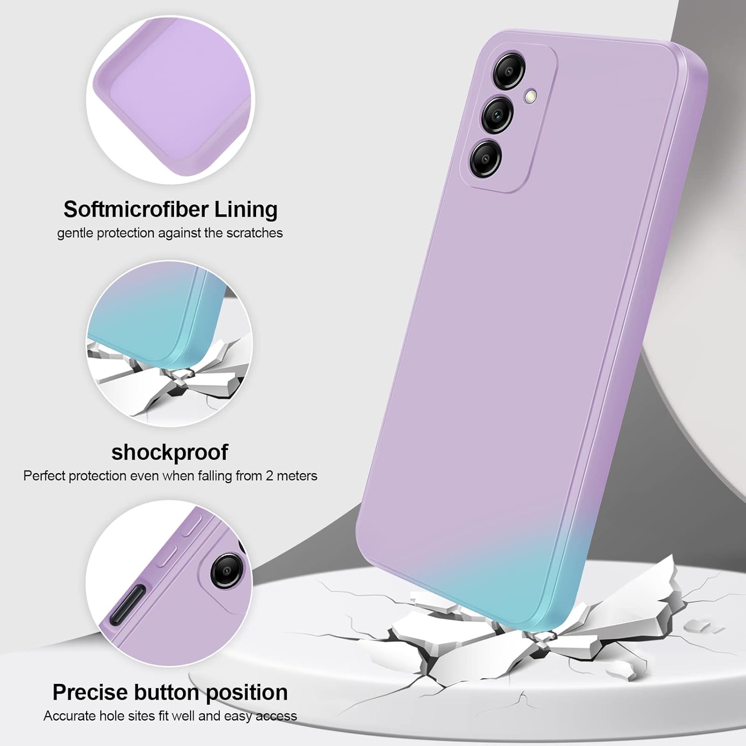 Funda de silicona compatible con Samsung Galaxy A14 5G4G, cuerpo completo, sedosa, suave al tacto, con protección para cámara, a prueba de golpes,