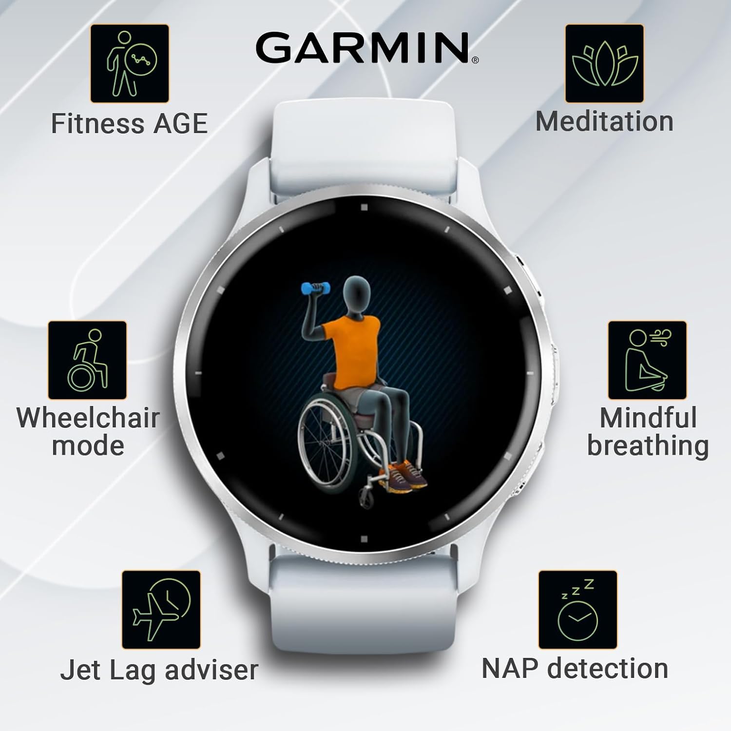 Wearable4U Garmin Venu 3 Reloj inteligente plateado de acero inoxidable de 1.772 in  AMOLED de 1.4 pulgadas de duración de la batería de hasta 14
