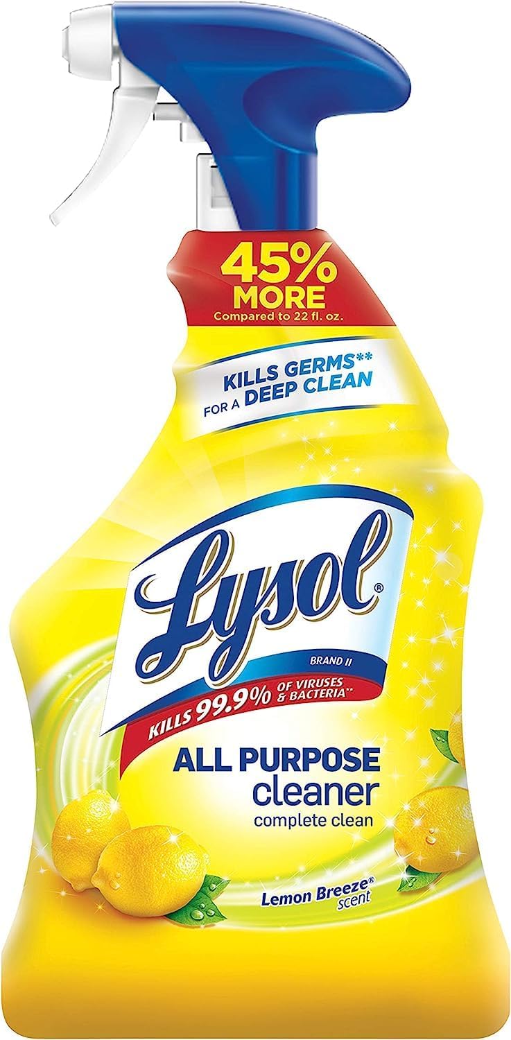 Lysol – Spray limpiador multiusos, desinfectante y desinfectante, para limpiar y desodorizar, aroma a brisa de limón, 32 onzas (paquete de 2)