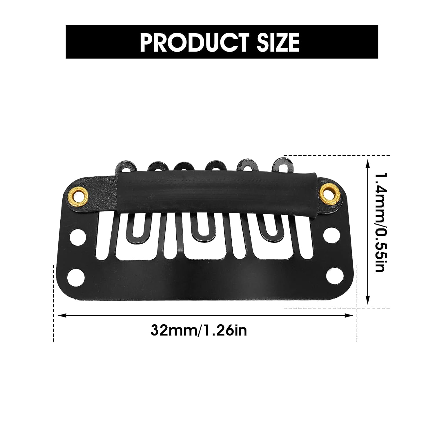 Yolev 50 pinzas para pelucas, pinzas de extensión de cabello, 6 dientes en forma de U, clips de extensión de cabello de silicona metálica para mujer