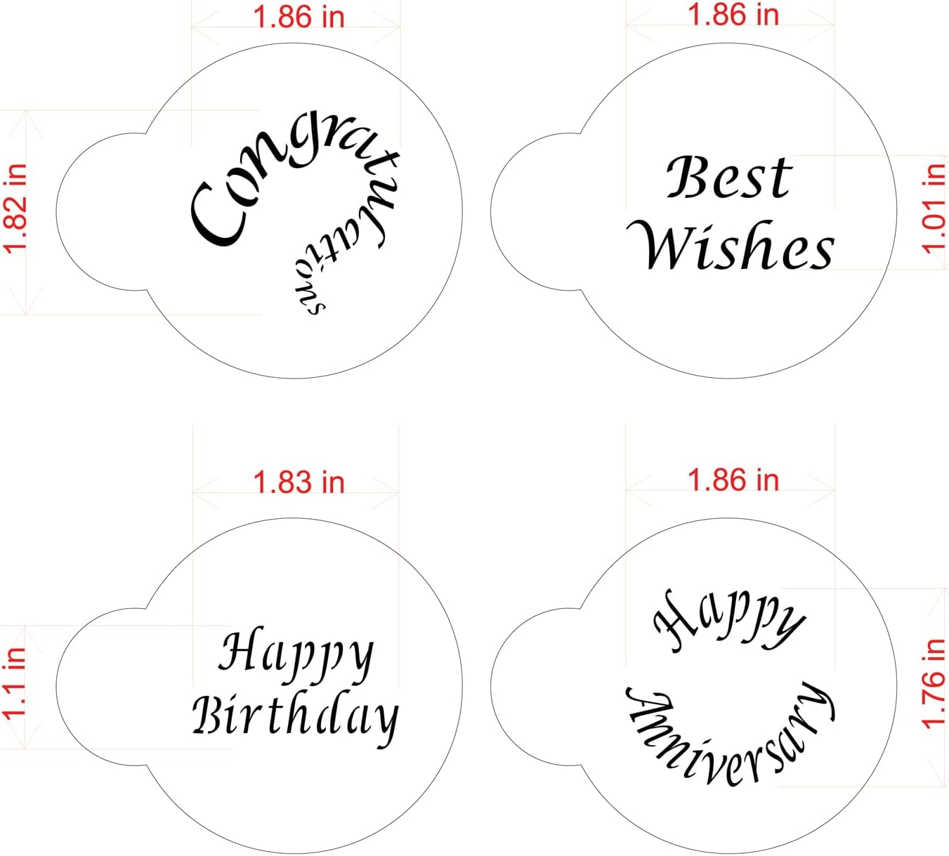 Designer Stencils Plantillas de dulces y galletas para ocasiones especiales (felicitaciones, mejores deseos, feliz cumpleaños y aniversario),