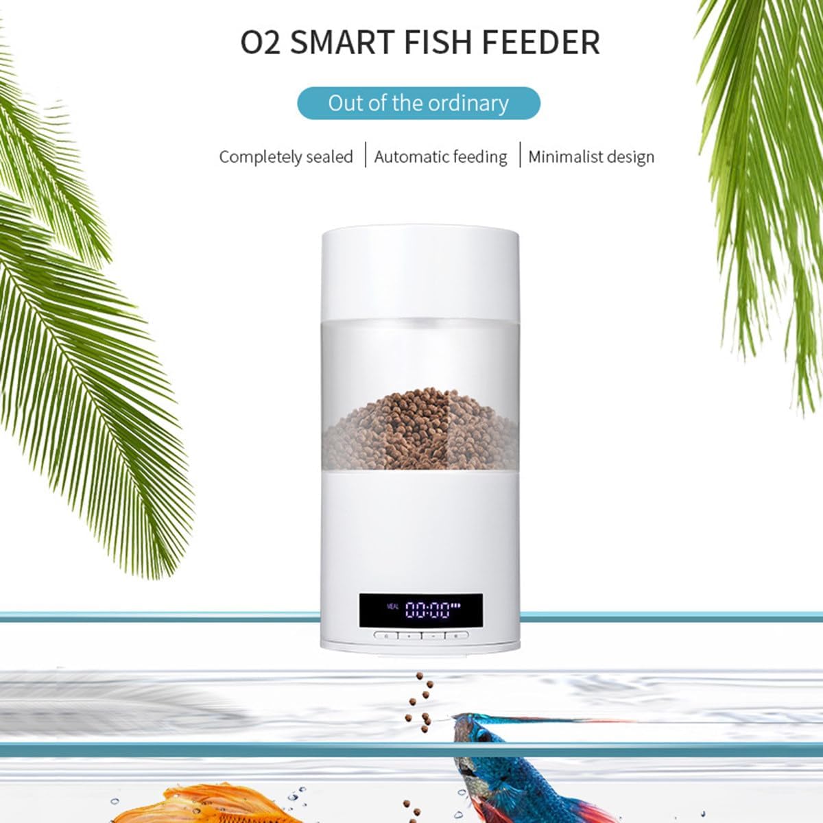 Alimentador automático de peces para acuario, dispensador automático de alimentos para peces recargable para pecera, temporizador de alimentador de