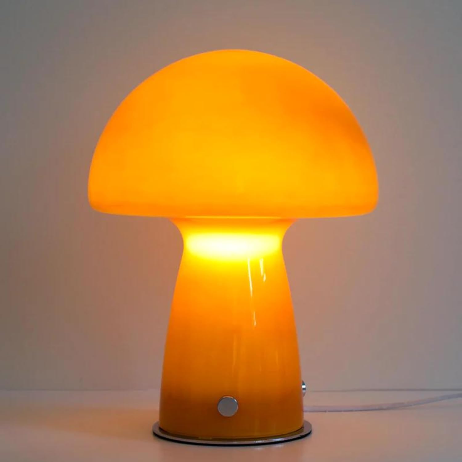 Midcentury – Lámpara de mesa de seta de vidrio importado, lámpara táctil LED de alta calidad para decoración moderna de mediados de siglo o