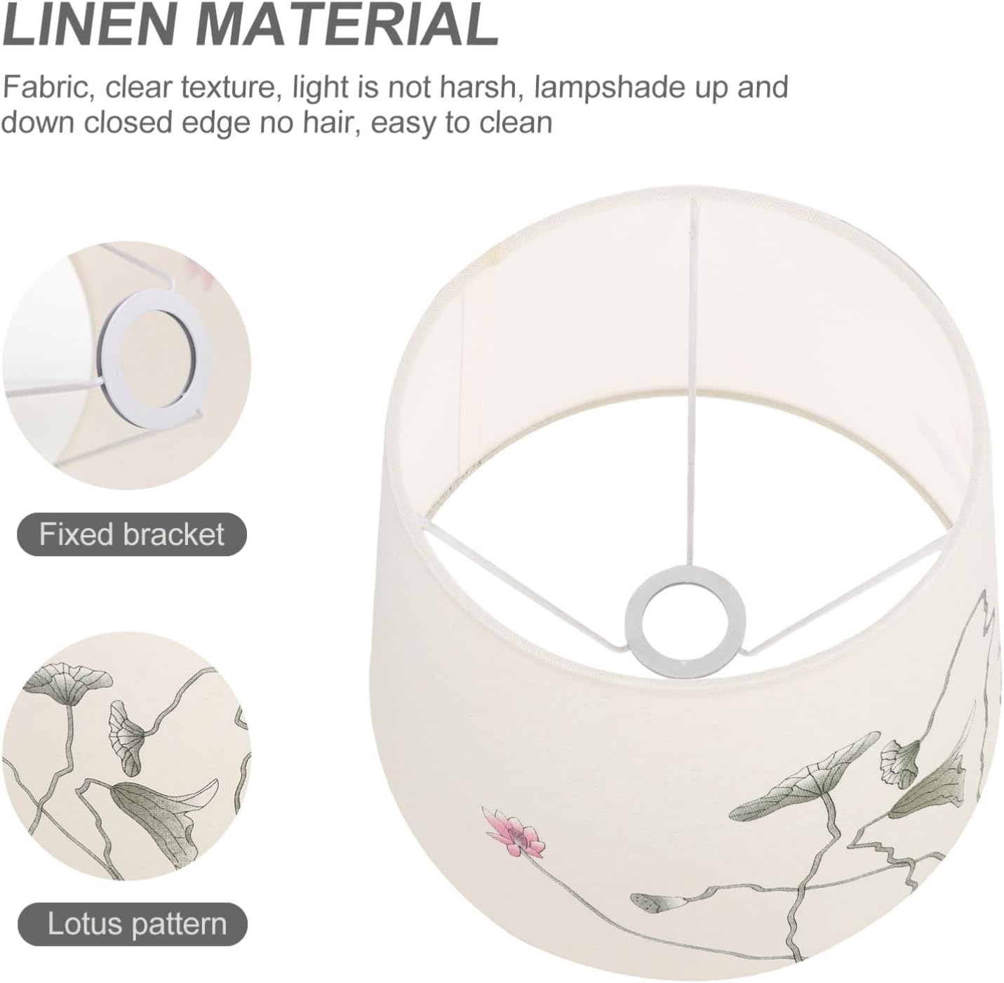OSALADI Lámpara de tela para lámpara de mesa, pantalla de metal, blanco, estilo chino, lámpara de noche, pantalla decorativa