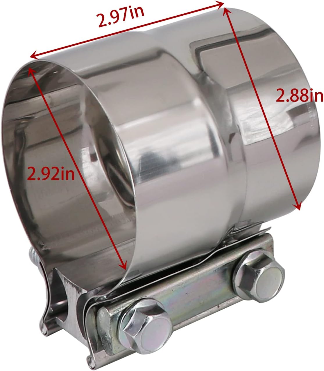 Abrazadera de banda de escape de 3.0 pulgadas, junta de regazo de acero inoxidable 304 preformada, utilizada para sellar silenciadores, accesorios,