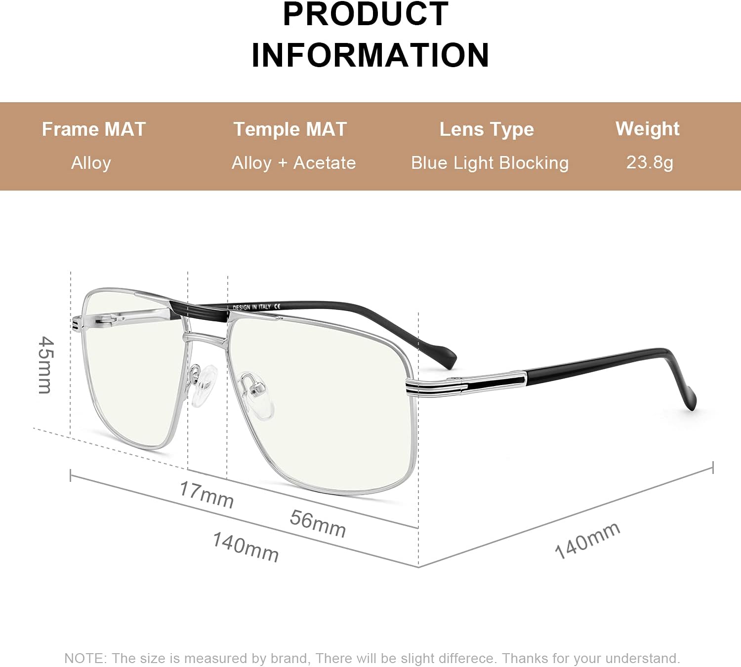 Gafas de lectura para hombre, cuadrado, doble puente, bloqueo de luz azul, para lectura de computadora