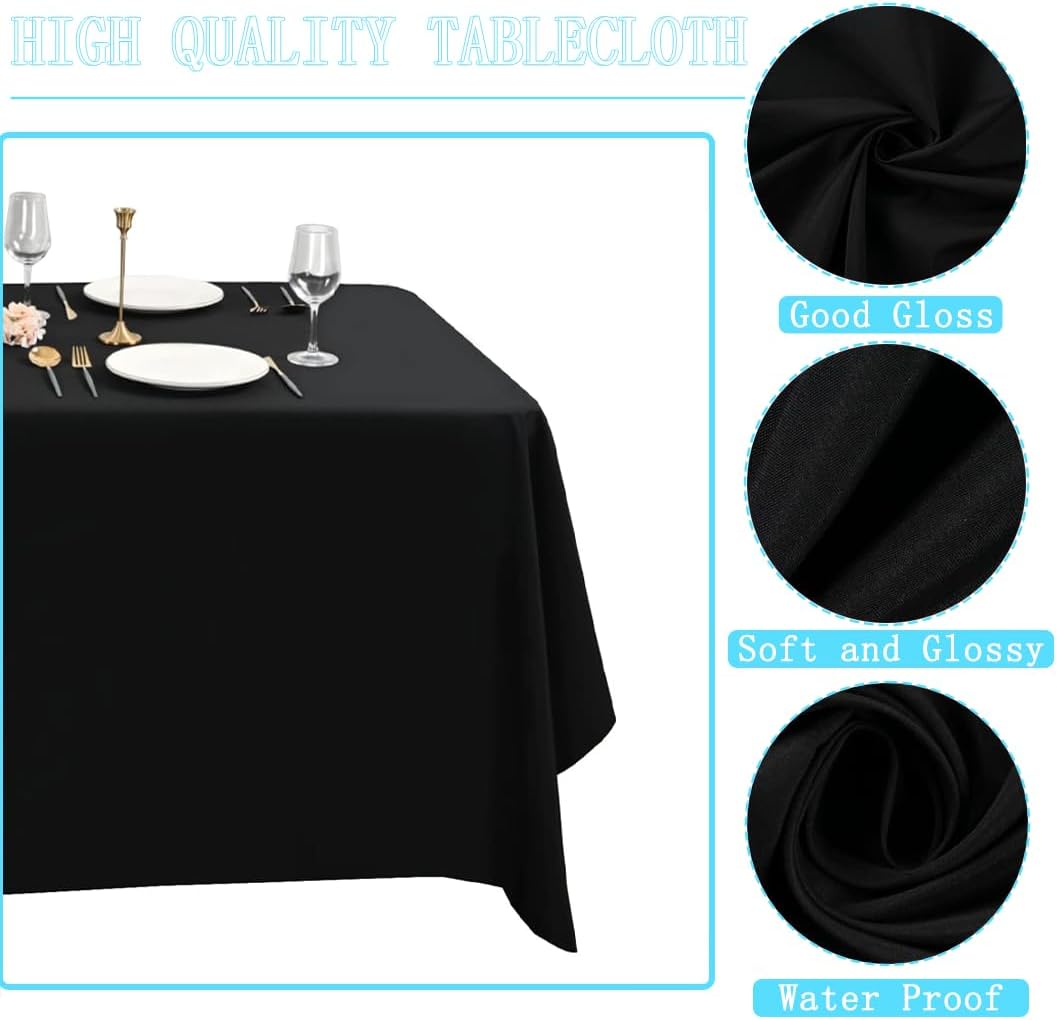 Paquete de 10 manteles negros para mesas rectangulares de 6 pies, manteles de 60 x 126 pulgadas, manteles de poliéster para mesas rectangulares,