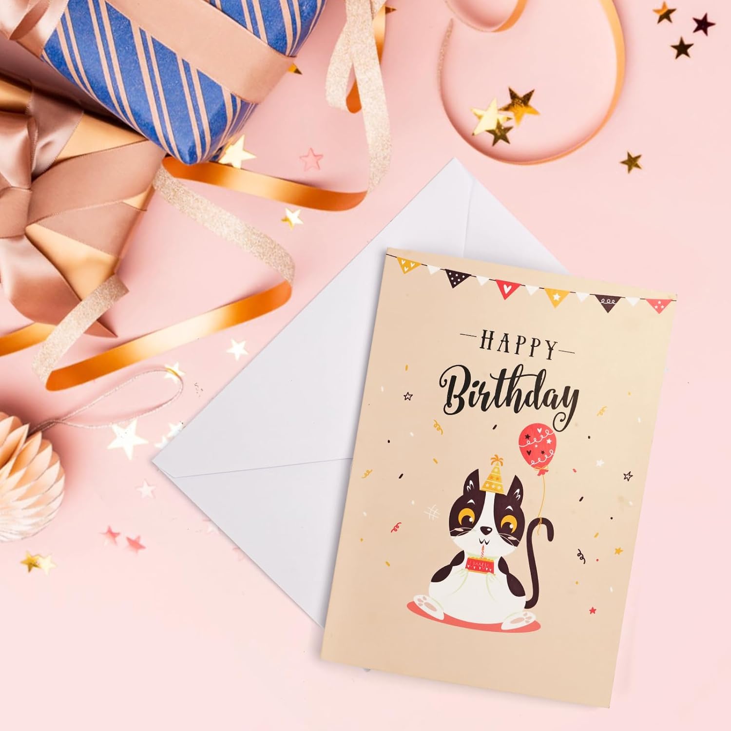 YunXianger Tarjetas de cumpleaños, tarjeta de feliz cumpleaños ligera y música, divertida tarjeta de felicitación de cumpleaños de gato desplegable