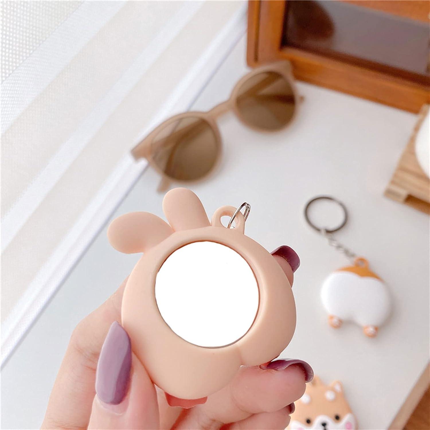 Funda portátil para Air Tag, Kawaii Cute Cartoon Shiba Inu de silicona antiarañazos, funda protectora compatible con Airtags Finder Location Tracker