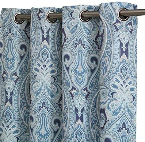 HLC.ME París Cachemira Damasco Panel de cortinas térmicas opacas con ojales, para ventanas, largos 63″, 84″, 96″, un par