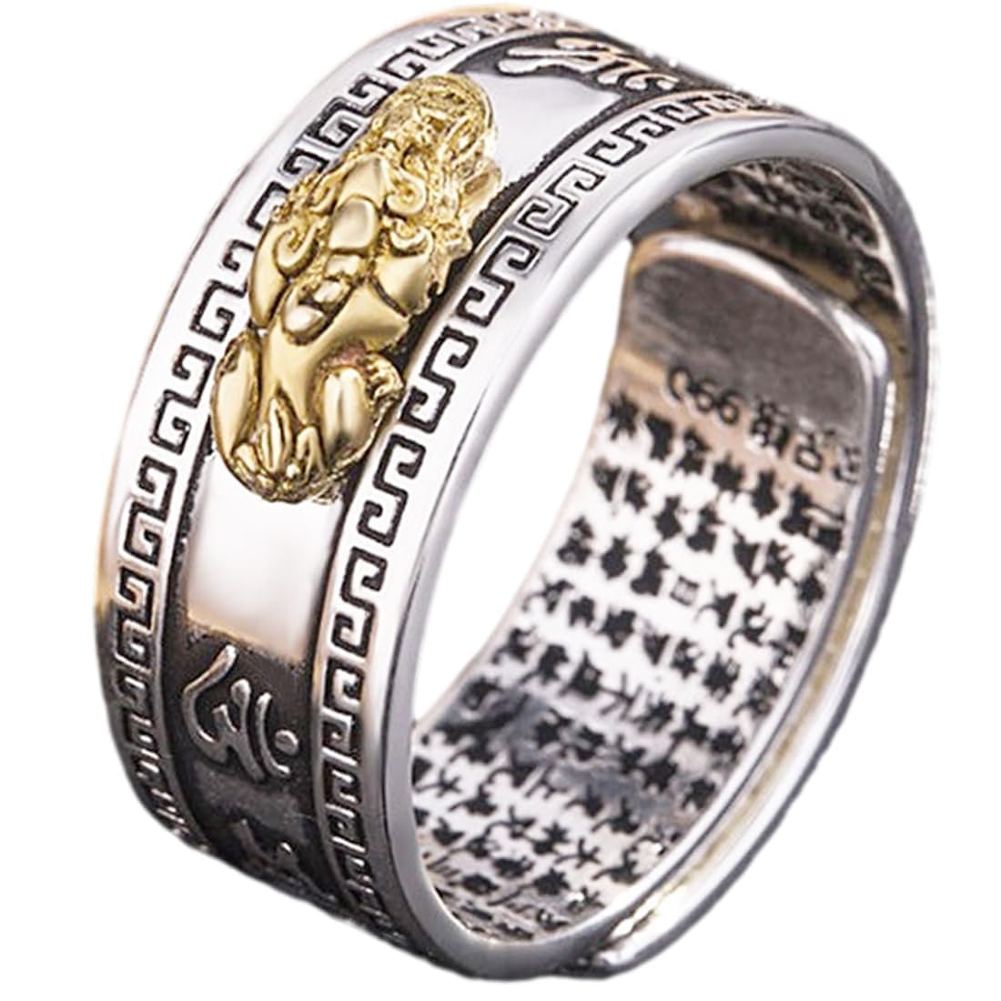 Feng Shiu Ring Anillo Mantra Good Luck Fortune Wealth Protection Efficacious Rings for Men & Women, Adjustable Ring (Pi-XIU X)