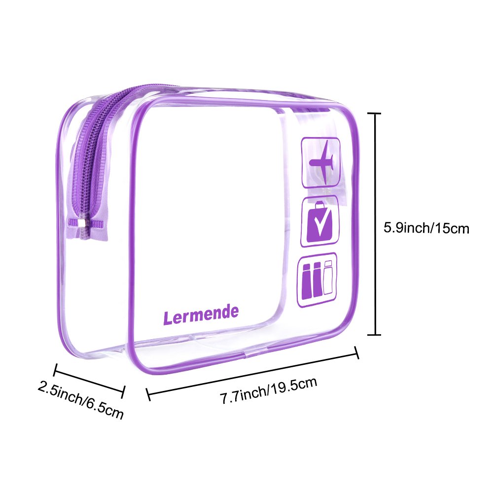 Lermende – Bolsa de aseo, 2 unidades, transparente, aprobada por la TSA, bolsa de viaje de un cuarto, tamaño 3-1-1, talla única