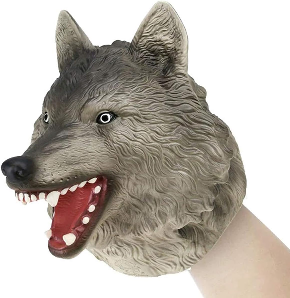 Gemini&Genius Marioneta de mano de animal para niños, figura de acción realista de goma suave, juguetes de juego de rol (lobo)