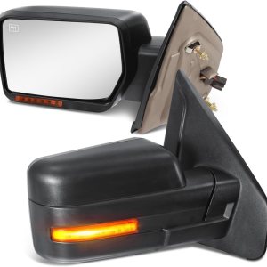 Espejos de remolque compatibles con Ford F150 2007-2014, espejo de remolque plegable manual, calefacción eléctrica con luz LED trasera intermitente, Espejos de remolque compatibles con Ford F150 2007-2014, espejo de remolque plegable manual, calefacción eléctrica con luz LED trasera intermitente,