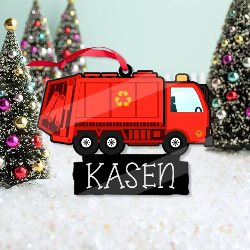 Adorno de Navidad personalizado para camión de basura, adorno de camión de basura, adorno de basurero, regalo de recolector de basura, adorno de