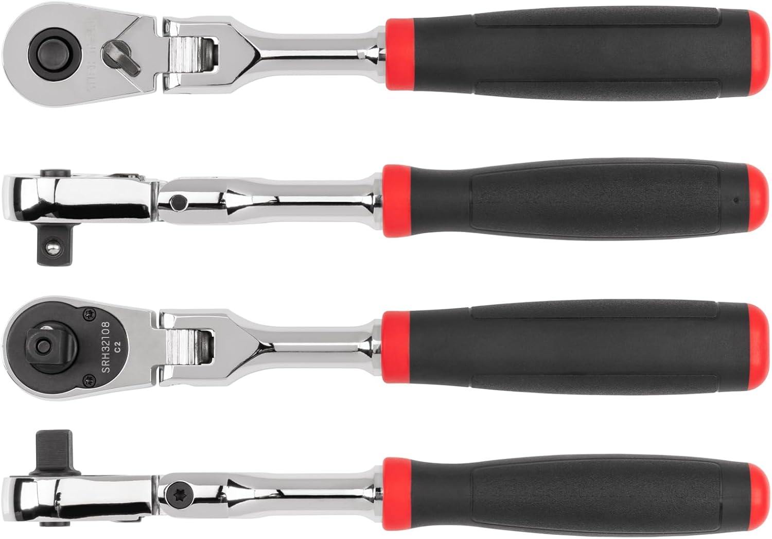 TEKTON Trinquete de agarre cómodo de liberación rápida con cabezal flexible de 38 pulgadas x 8 pulgadas  SRH32108