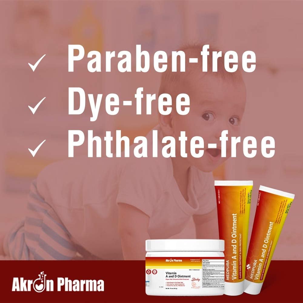 Ungüento de vitamina A y D, ungüento para erupción del pañal y protector de la piel, tarro de 1 libra (paquete de 2)