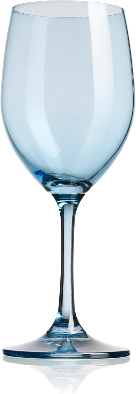 Copas de vino, copas de vino con tallo, copas de vino tinto, vasos de cristal para beber, aptos para lavavajillas, color azul, 12 onzas, juego de 4