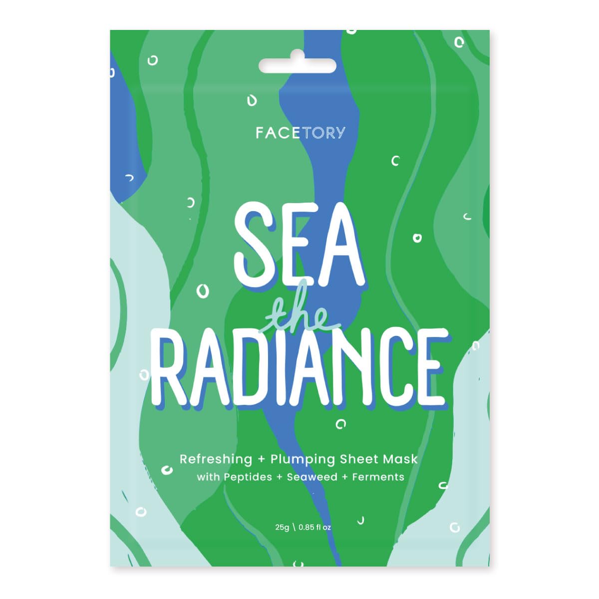 FACETORY Sea the Radiance – Mascarilla refrescante y regeneradora con péptidos, algas marinas, fermentos, mascarilla facial hidratante y calmante
