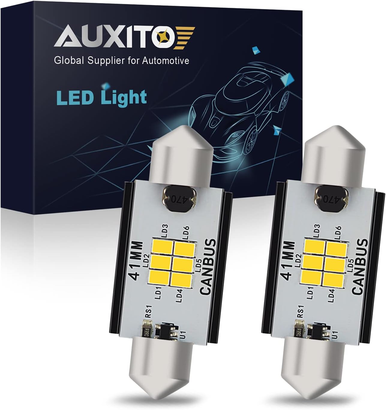 AUXITO Canbus – 578 bombillas LED de 400 lúmenes sin errores 211-2 212-2 de 1.614 in y 1.654 in, bombillas LED festoon para interior de automóvil,