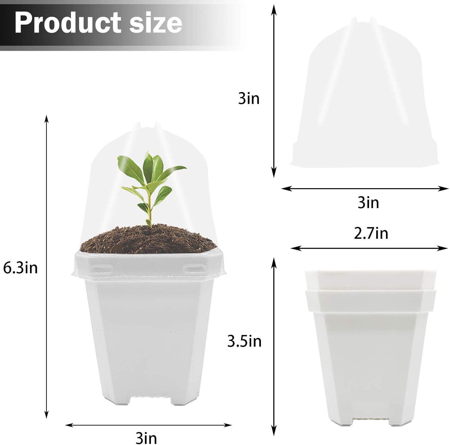 PURPLE STAR 1N 30 macetas de vivero con cúpula de humedad, macetas de jardinería pequeñas y cuadradas, tazas para suculentas, plántulas, esquejes de