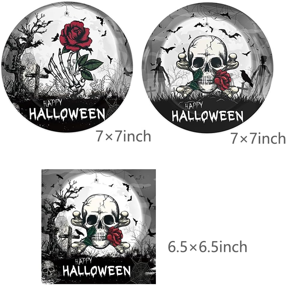 Egami 40 suministros para fiesta de Halloween, incluye 20 platos de postre, 20 servilletas, utilizados para decoración de fiesta de cumpleaños de