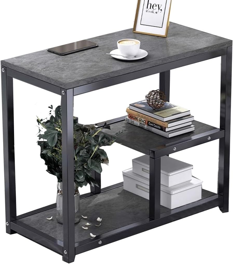 Mesa de consola moderna para sofá con estantes, mesa de entrada, mesa auxiliar para espacios pequeños con marco de metal, mesa de pasillo estrecha,