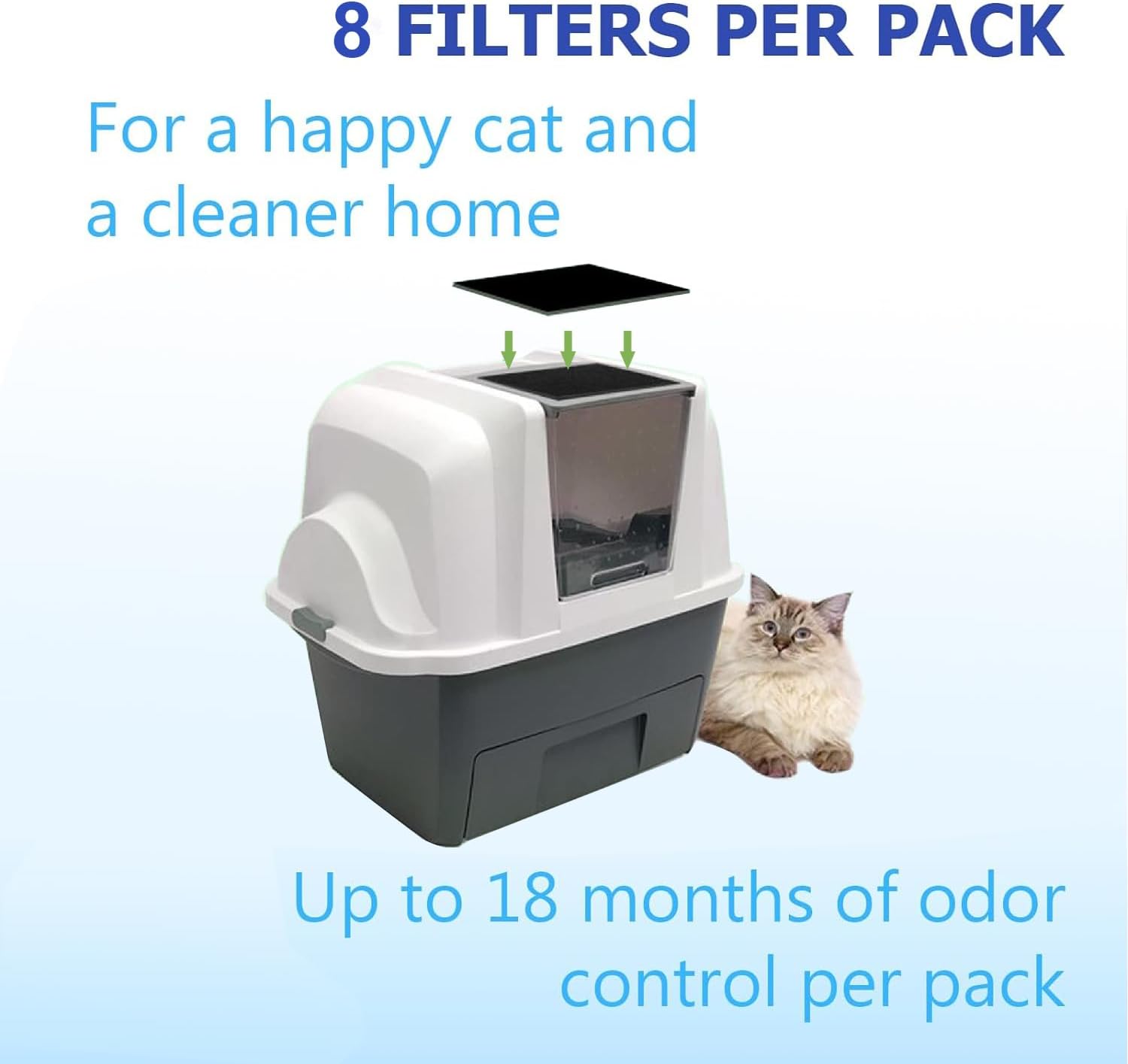 8 filtros de carbón compatibles con caja de arena Van Ness para gatos, filtros de olor de carbón activado de alta calidad de repuesto de 4.5 x 6.5