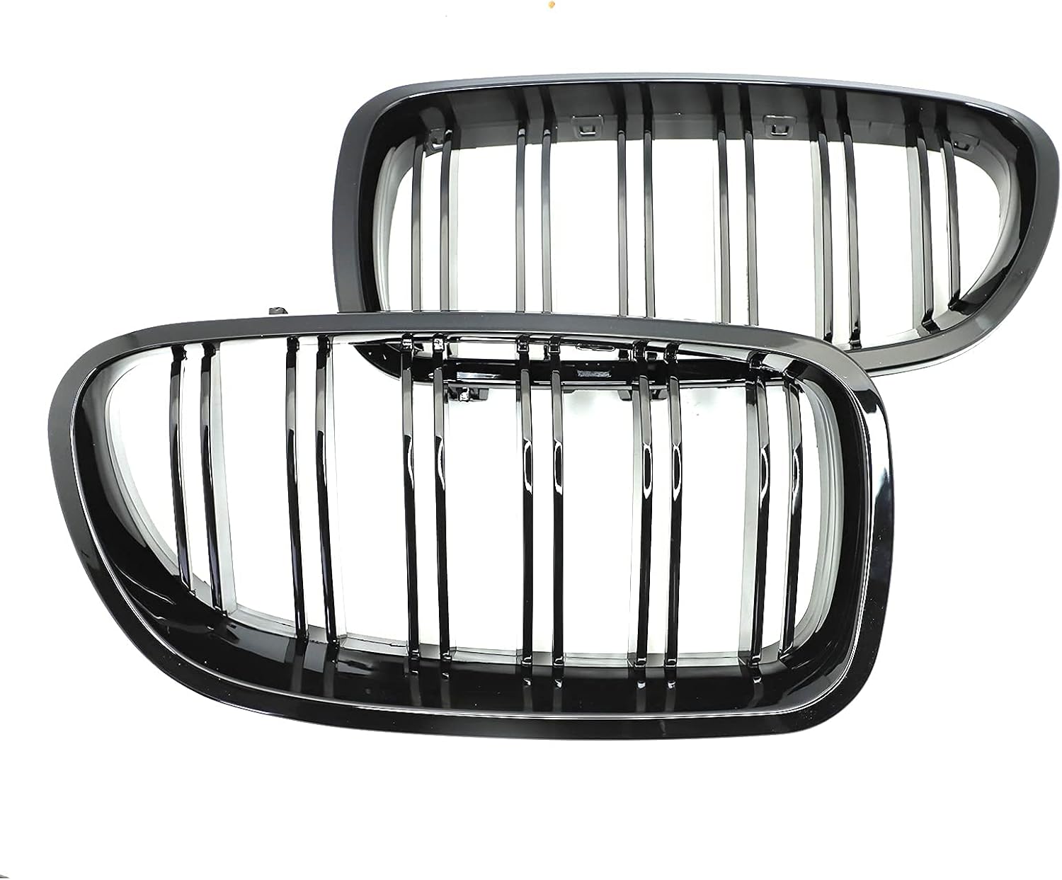 Parrilla frontal F10 F18 compatible con BMW 5 Serie F10 F11 F18 M5 2010-2017, (juego de 2 rejillas dobles negras brillantes)