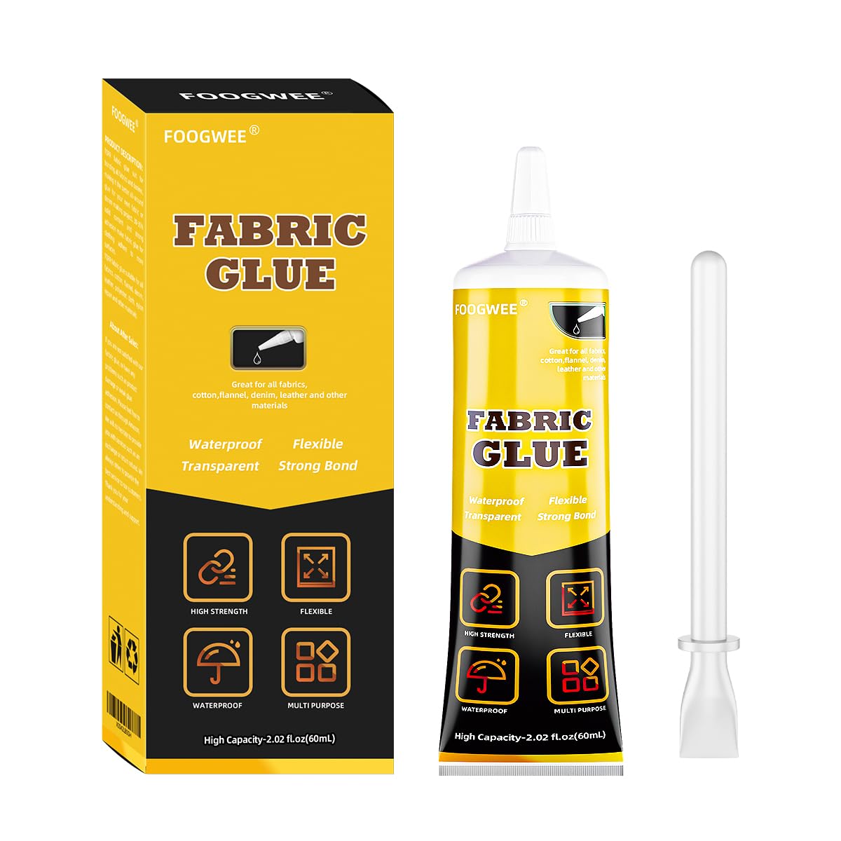 Fabric Glue Permanent – 60ml Sewing Glue for Clothing Permanent Washable, Liquid Fabric Stitch Glue for All Leather, Fabrics, Denim, Flannel,